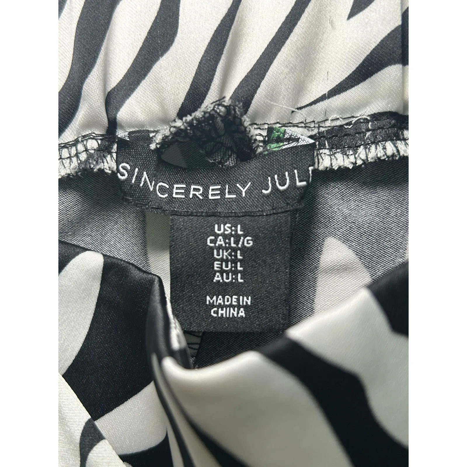 Sincerely Jules Wide Leg‎ Palm Print Satin Pants High Waist Tie Front Black L Size L - Image 6