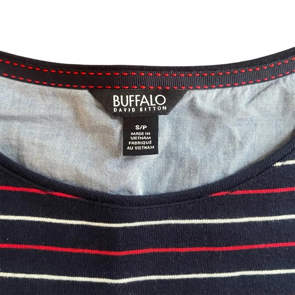 Buffalo David Britton Striped Long Sleeve Top | Blue Red Layered | 100% Cotton - Image 3