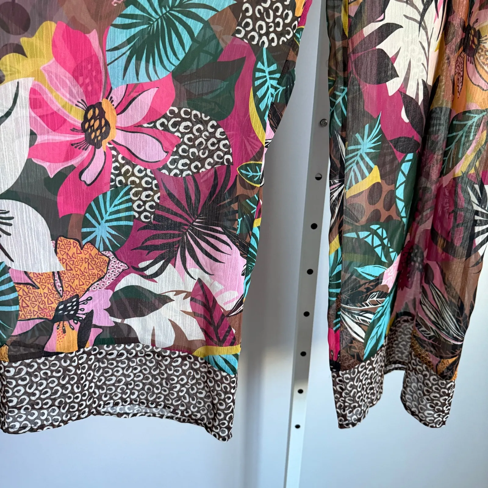 Bleu Rod Beattie Floral drawstring tropical floral sheer wide pants Size S - Image 4