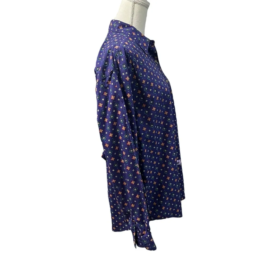 Vintage Tabi International Single Needle Tailoring Purple Geometric LS Shirt XL - Image 4