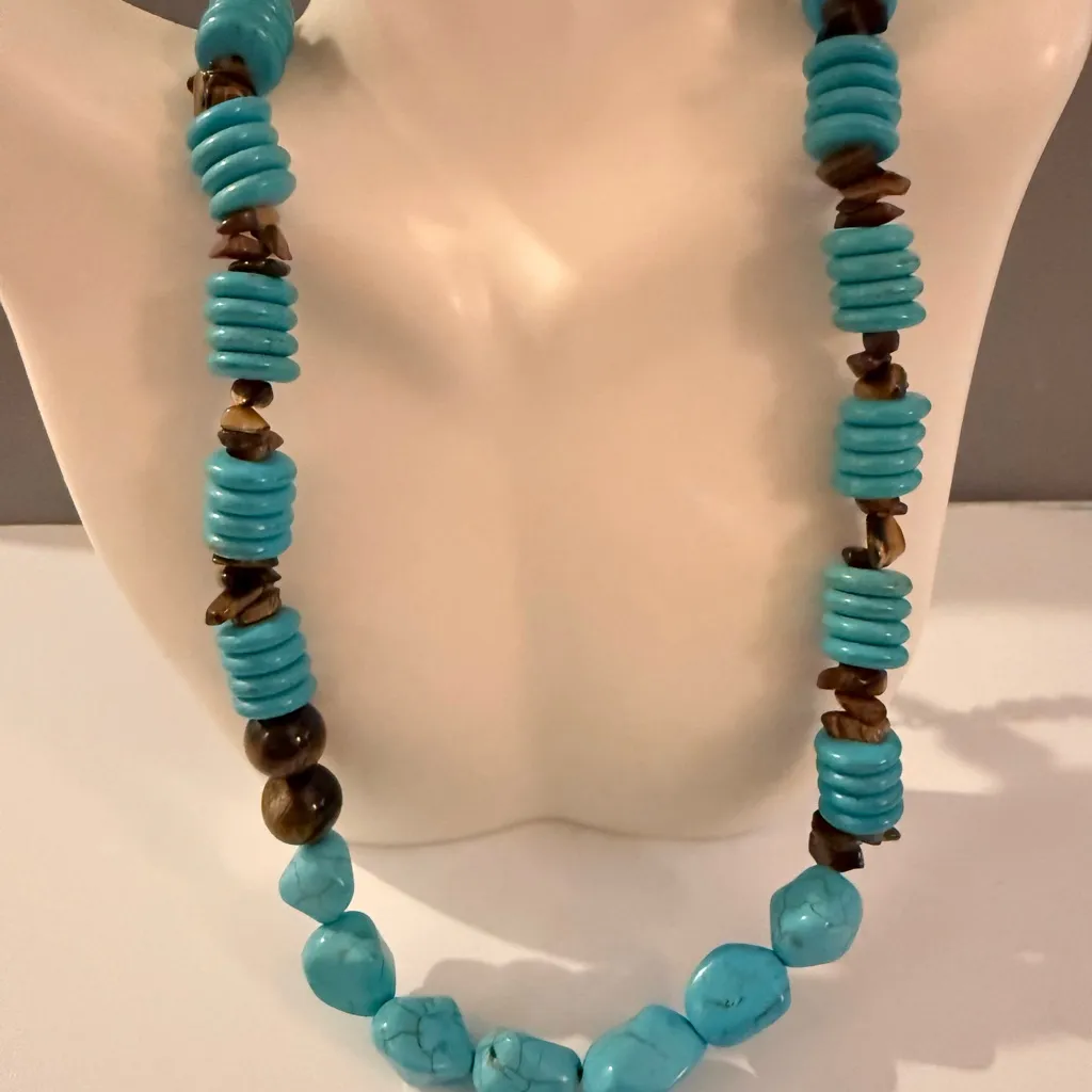 Boho Statement Turquoise Howlite Gemstone Blue - Image 3