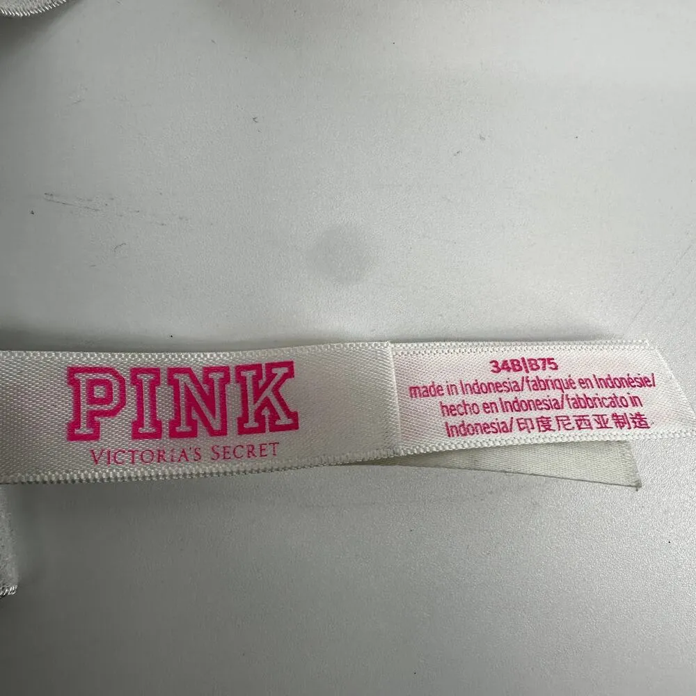 Pink Victoria's Secret Wear Everywhere Wireless Push Up Bra White Pink 34B - Image 3