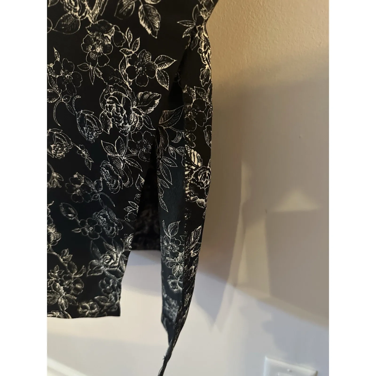 Black White Floral Maxi Skirt Vintage Y2k Sz. Large Petite Cottage Garden Granny - Image 3