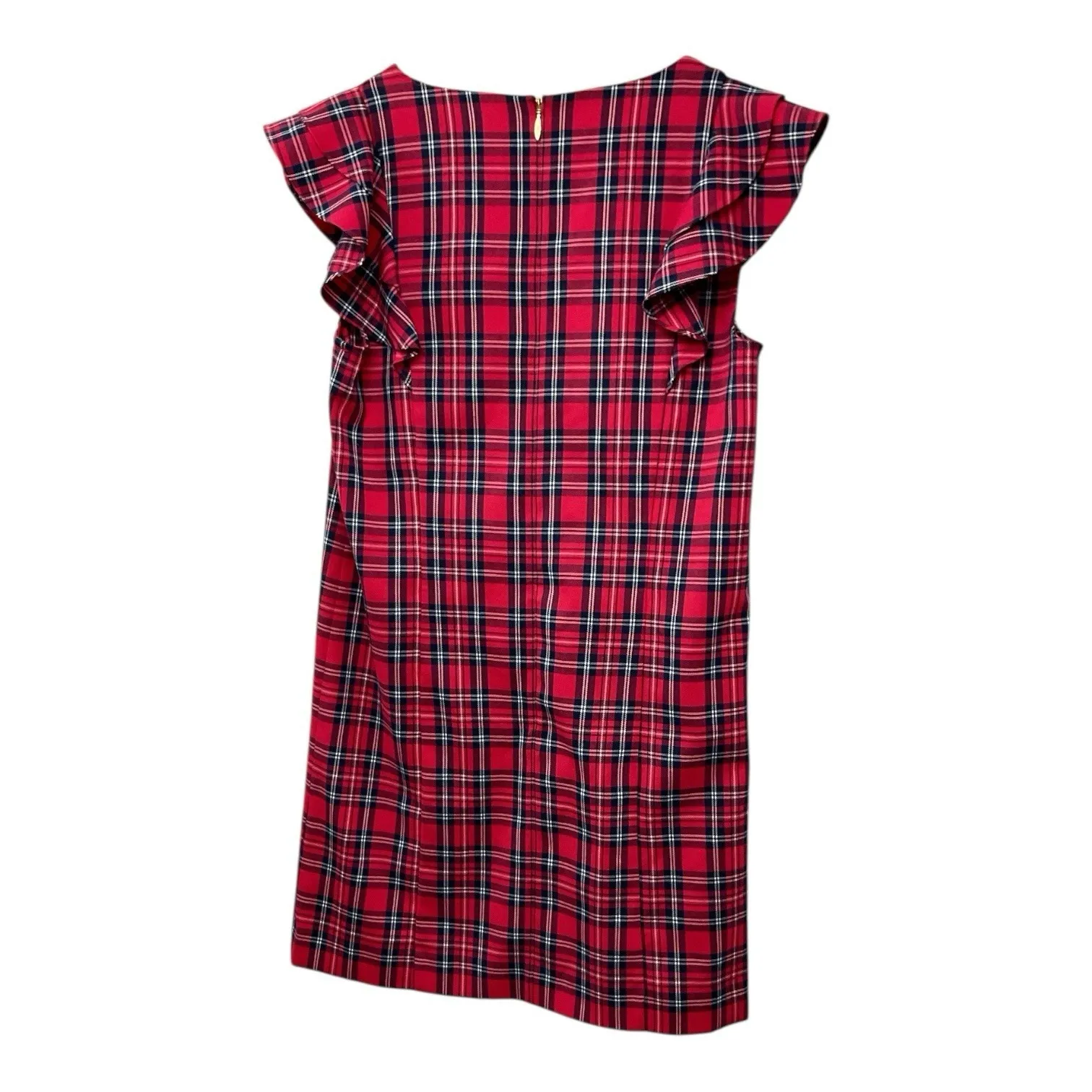 Draper James Women's Shift Dress Size 10 Angie Check Ruffle Red Tartan Preppy - Image 5