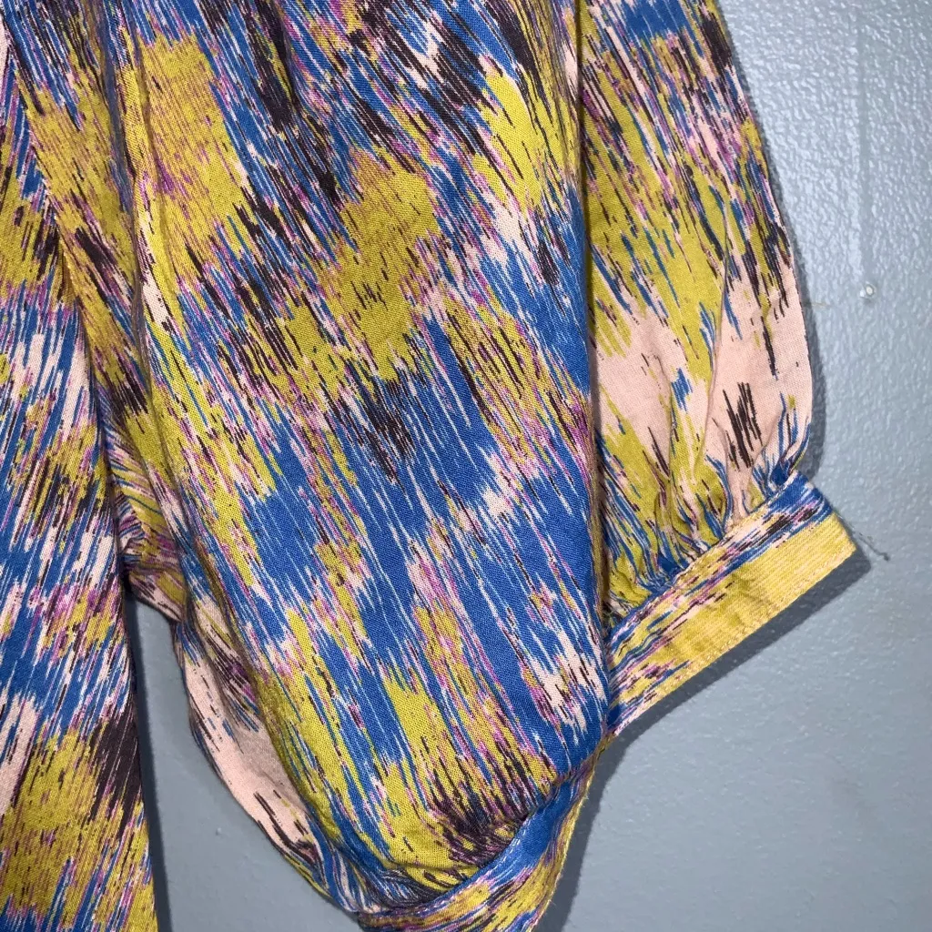 Cleobella Irena Blouse in Azucar Print Raglan Sleeves Button Front Small - Image 5