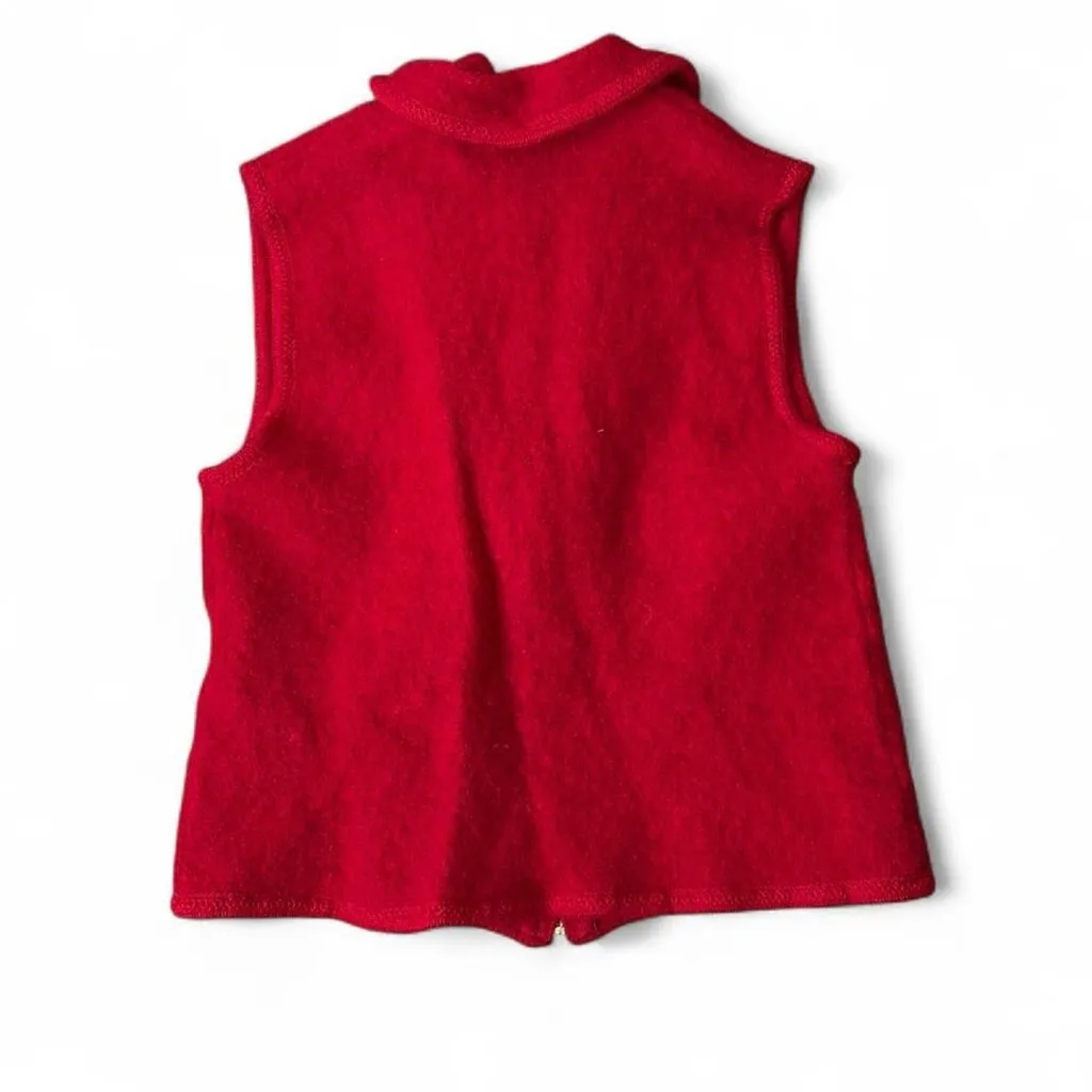 Vintage Lisa International Wool Poodle Vest Red Size M - Image 5