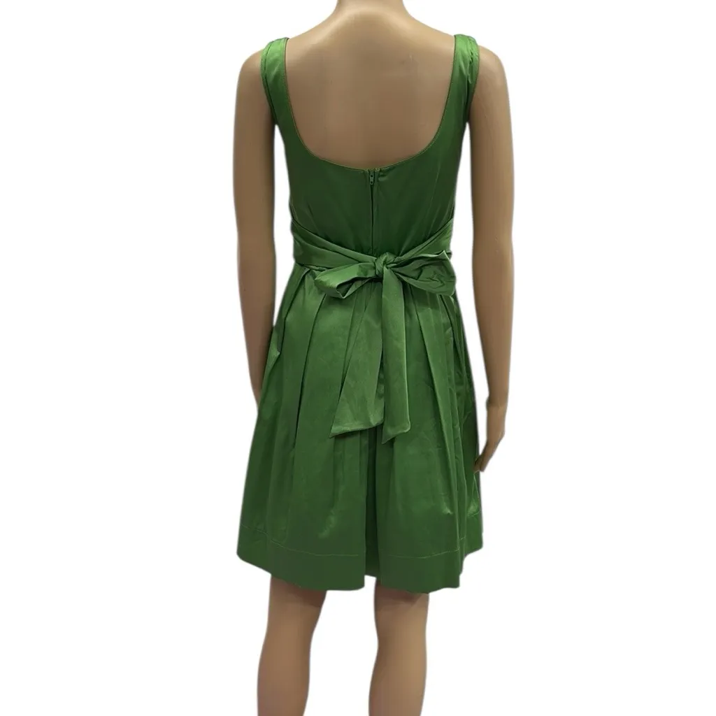 Teeze Me Green Satin Tulle Sleeveless Pleated Zip and Tie Back Cocktail Dress 7 - Image 7
