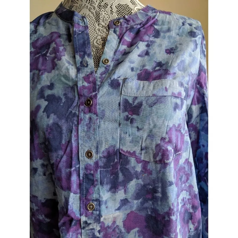 Lucky Brand Printed Chambray Popover - Sz M - GUC - Image 2