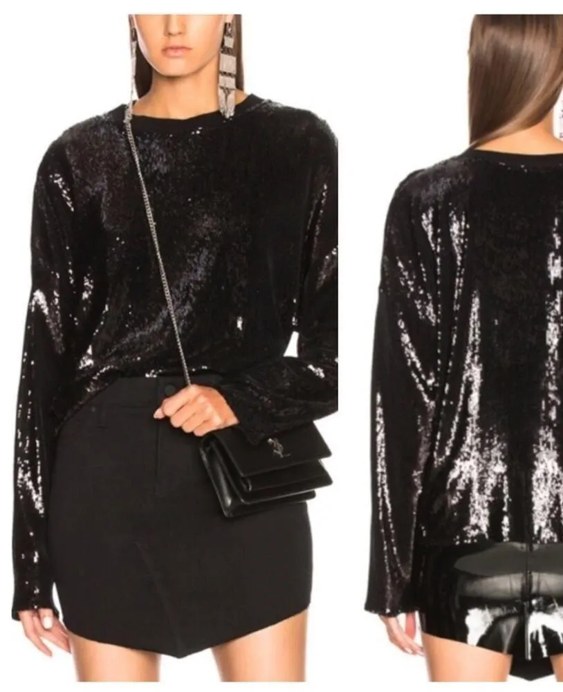 RTA Emmett Black Metallic Blouse XS Long Sleeve Lightweight Top Whimsigoth - Image 13