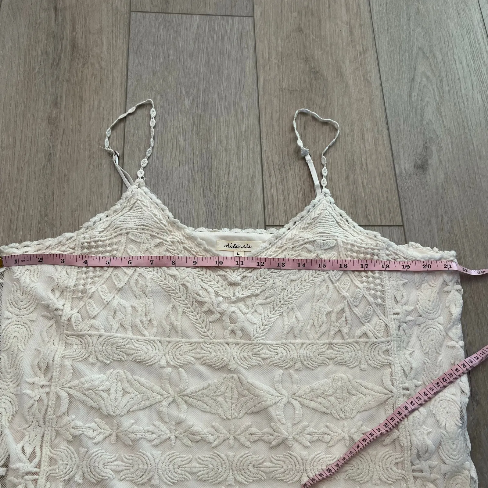 Oli & Hali Women’s Cream Crochet Tank Sz Large - Image 6