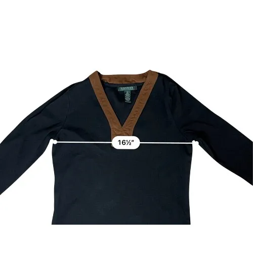 Lauren Ralph Lauren Black Knit Tunic Top Blouse  MEDIUM Designer Business Casual - Image 5