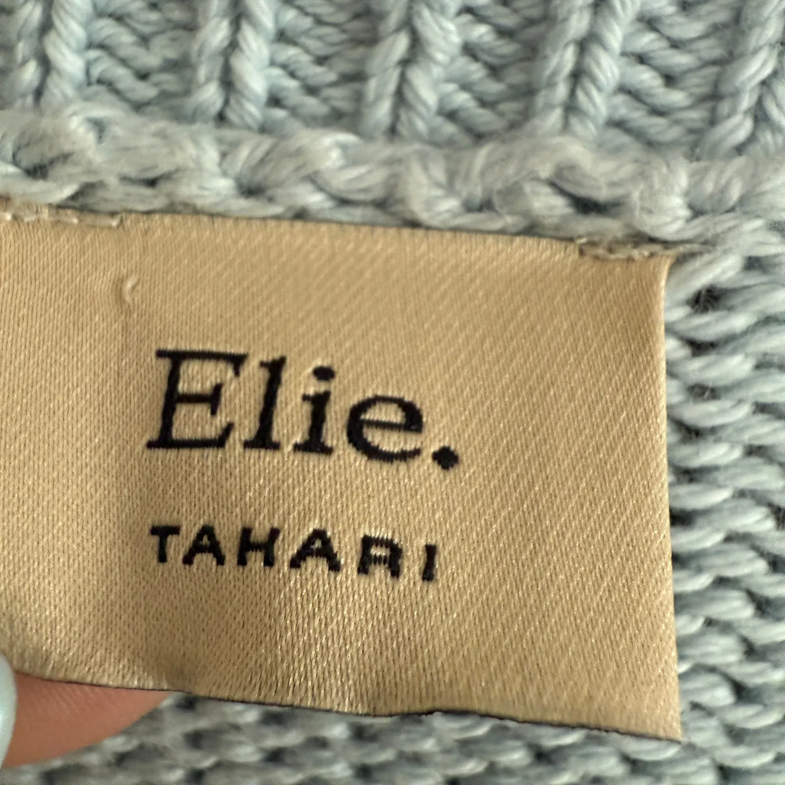 ELIE TAHARI | Light Blue Cotton Chunky Knit Boyfriend Cardigan Sweater | Small - Image 6