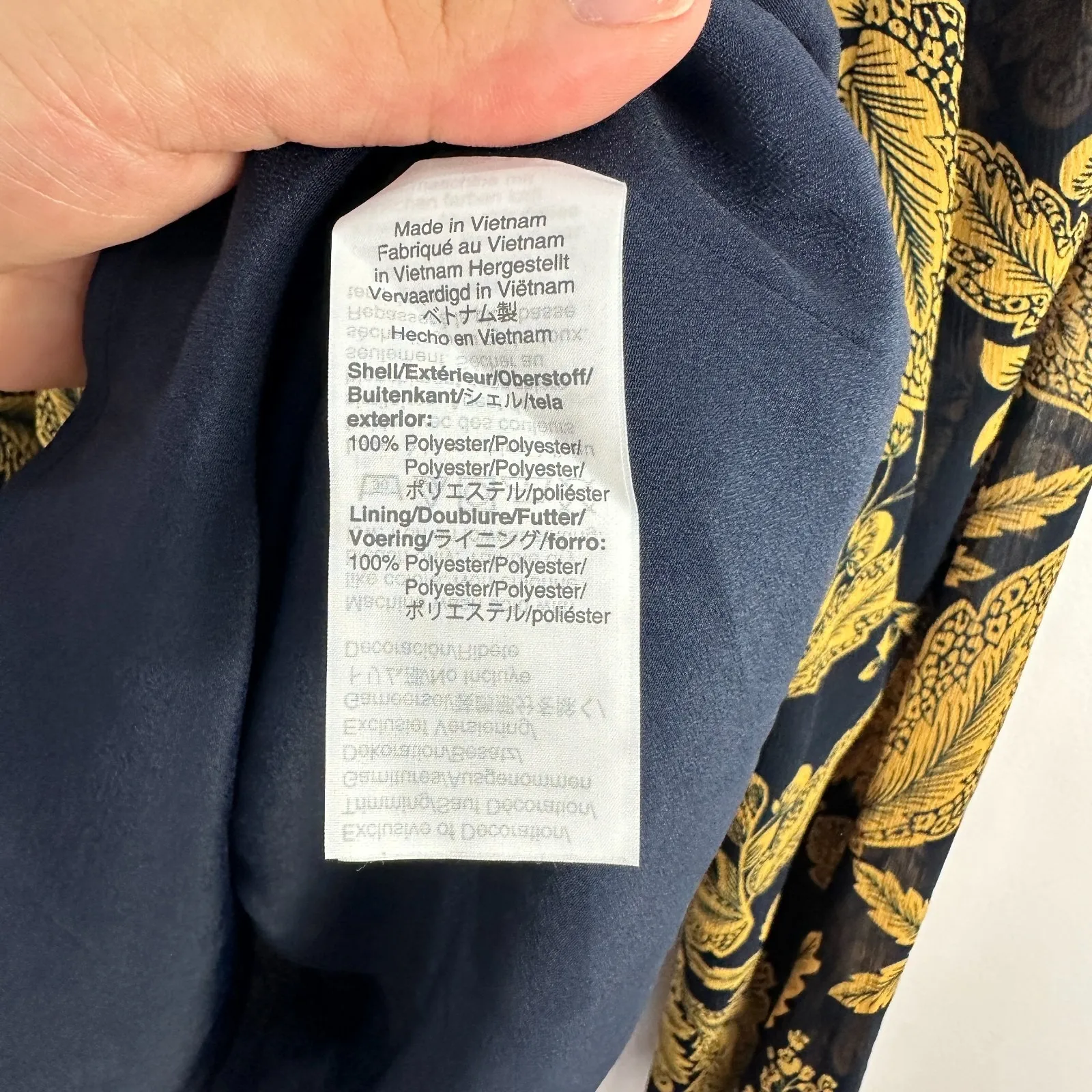 J.Crew Blouse Womens‎ Small Navy Floral Boho Statement Chic Preppy Soft Glam Art - Image 8