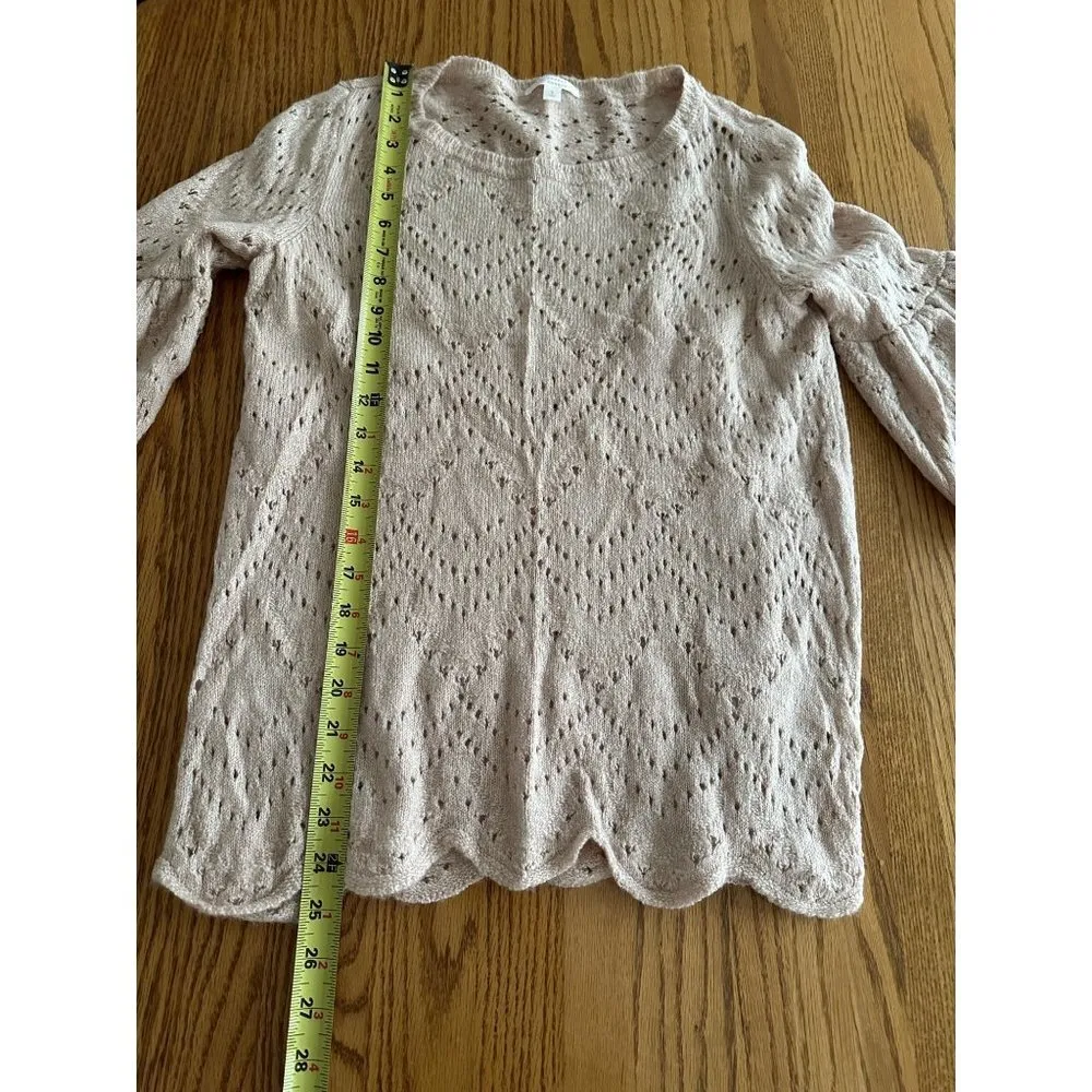 Lauren Conrad 3/4 Bell Sleeves Hem Crochet Knit Relaxed fit Cream - Image 7