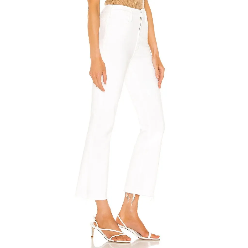 NWT Mother Hustler Ankle Fray in Fairest Of Them All White Stretch Crop Jeans 28 - Image 3
