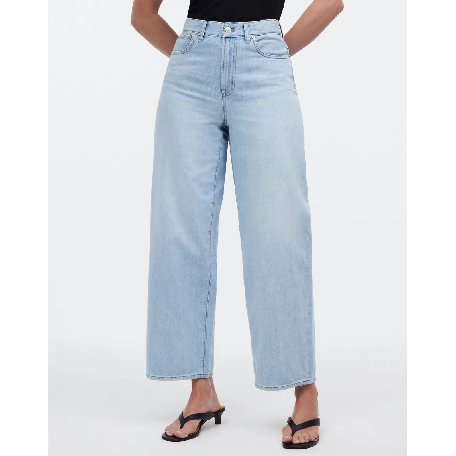 Madewell Curvy The Perfect Vintage Wide Leg Crop Jeans‎ High Rise Sz 29T $128 - Image 2