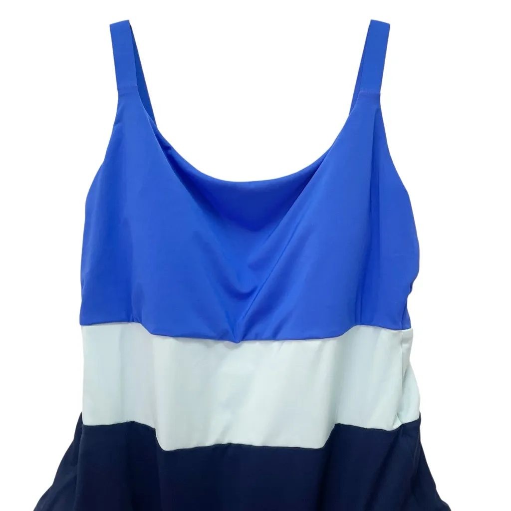 Athleta Coastline One Piece Swimsuit Cerulean Blue Colorblock Size Large Swim - Image 5