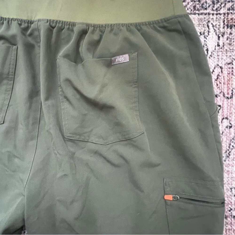 Figs Scrub Zamora Pants Jogger Pants Moss Green Plus Size 3XL Coral Drawstring - Image 12