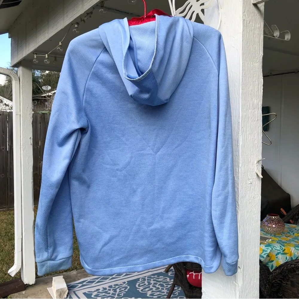 Adidas Logo Hoodie Sweatshirt Light Blue L - Image 3