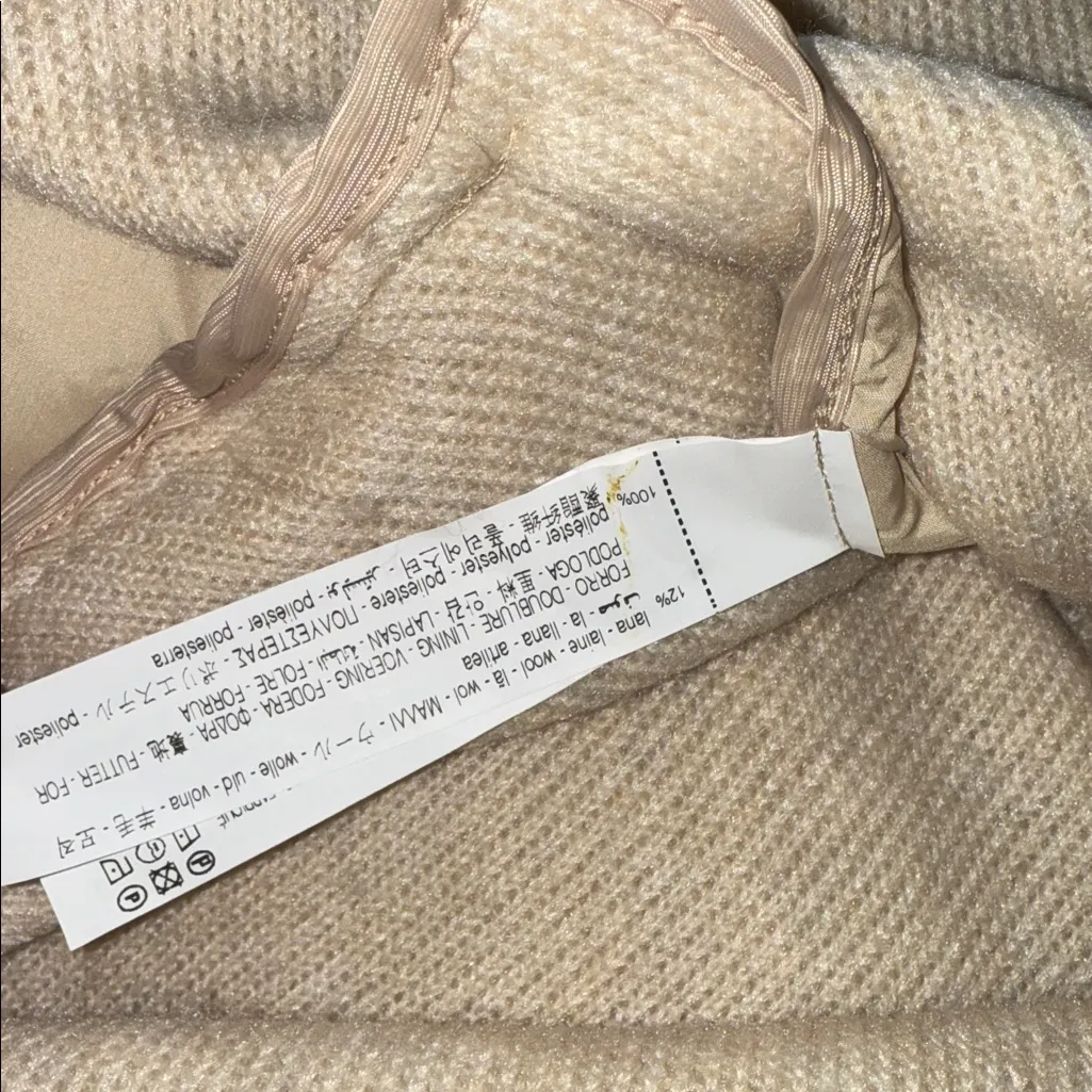 NWT ZARA Bloggers Fave Hooded Poncho Sweater Jacket Pockets Beige Medim Wool - Image 6