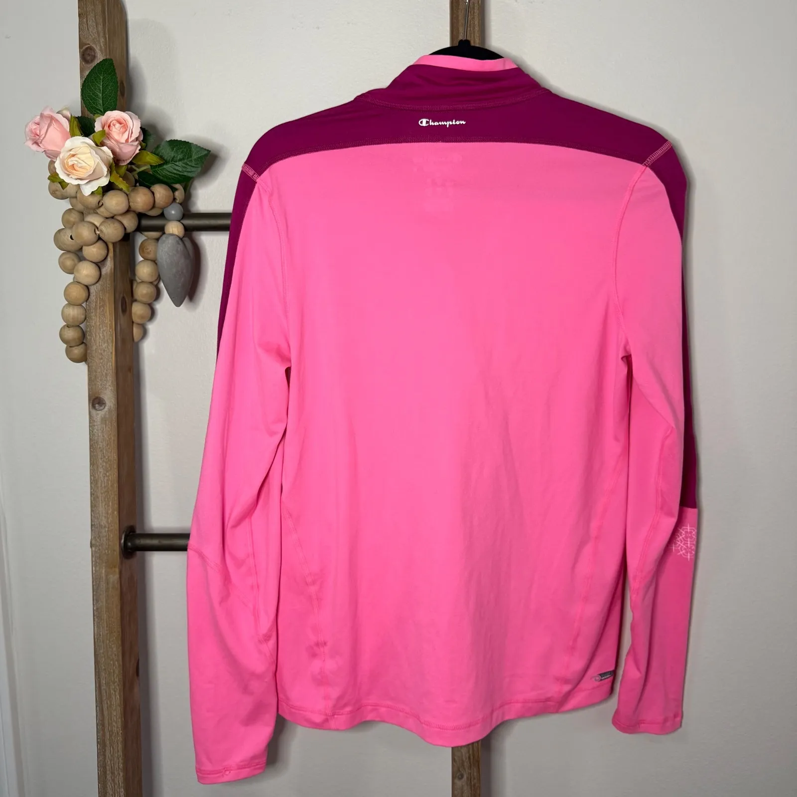 Champion Performax Pink Half Zip Long Sleeve Athletic Pullover Top Medium - Image 4