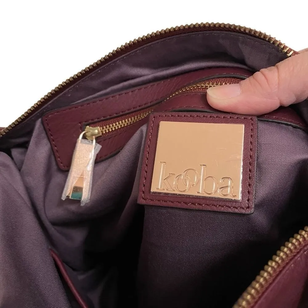 Kooba Leroy hobo crossbody handbag wildberry burgundy red NEW - Image 14