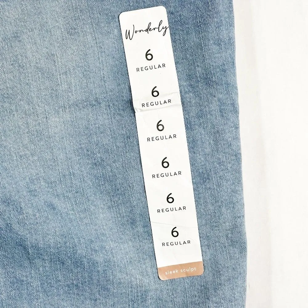 Wonderly Size 6 Jeans Distressed Light Blue Girlfriend Crop Ankle Straight 615 - Image 11