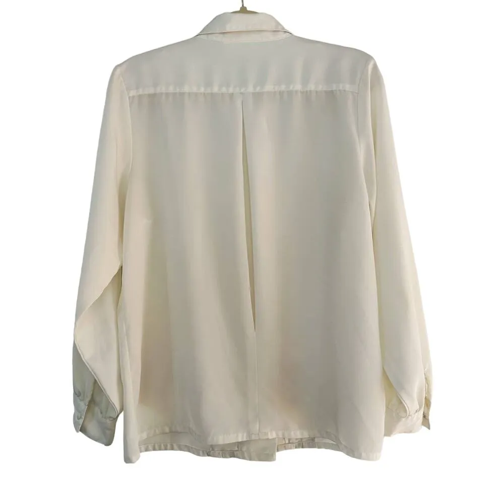 Yves St Clair Vintage Embroidered Button Down Top Regencycore Blouse White Size 12 - Image 2