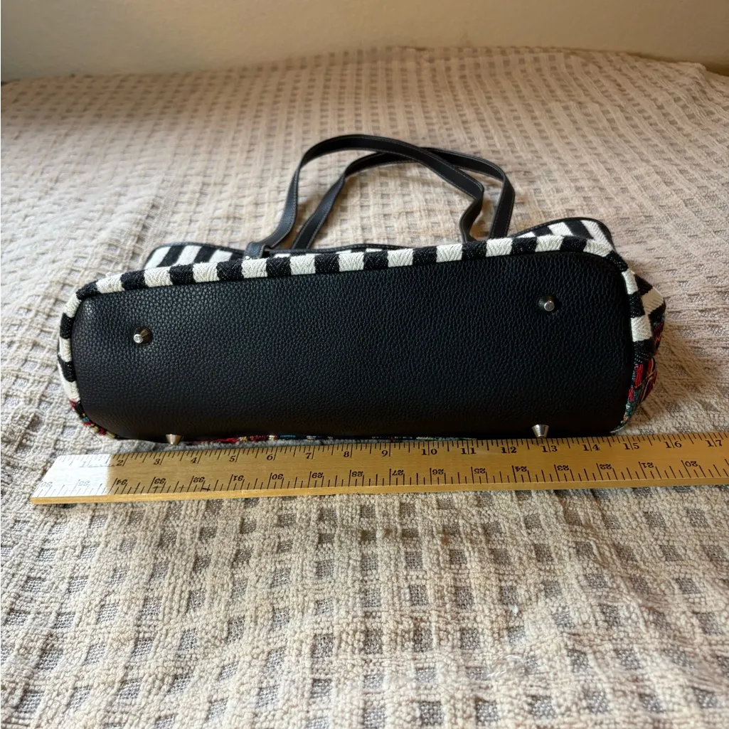 Montana West Patchwork and black white strips Tote Bag - Image 3