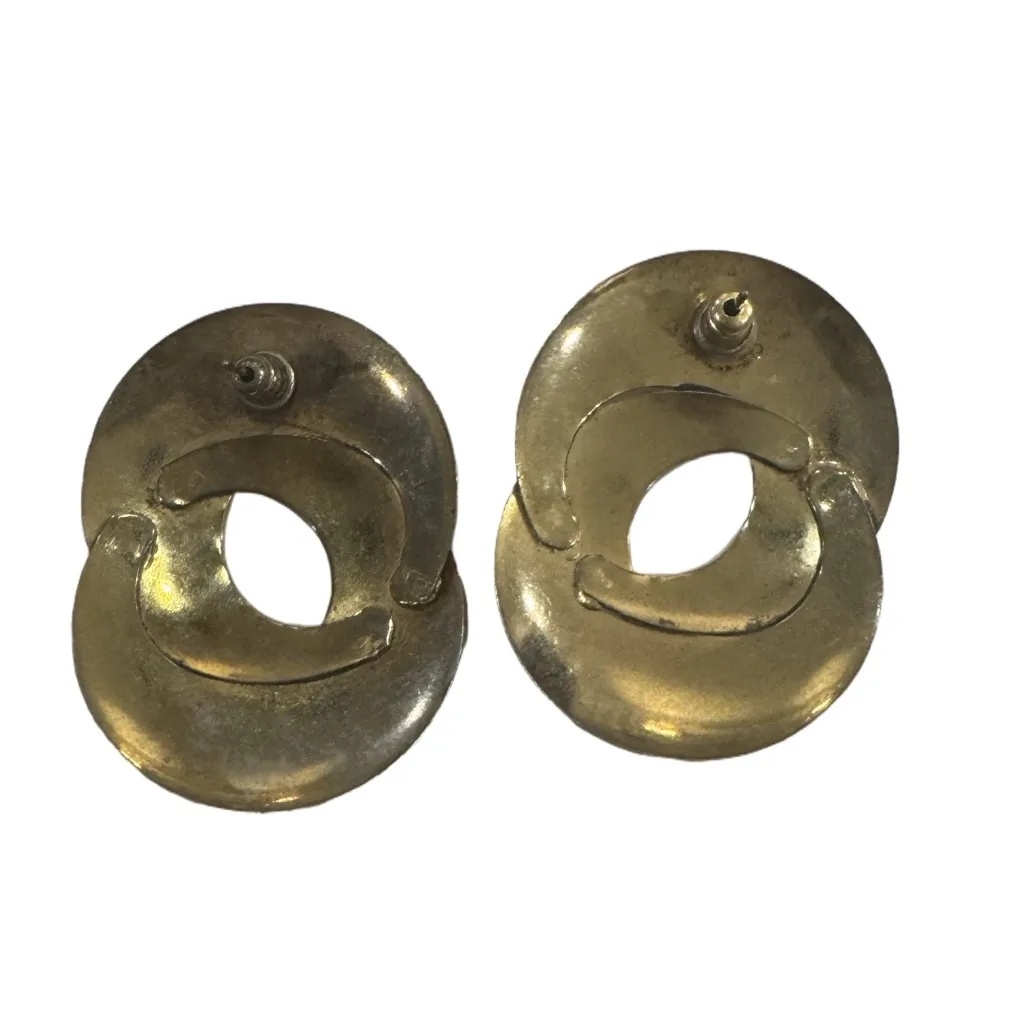 Navy and Gold Tone Linked Ring Earrings - Image 2