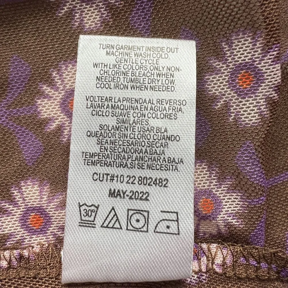 Lavender Moon Shirt Womens XL Sheer Mesh Floral Print Long Sleeve Retro Preppy Brown - Image 14