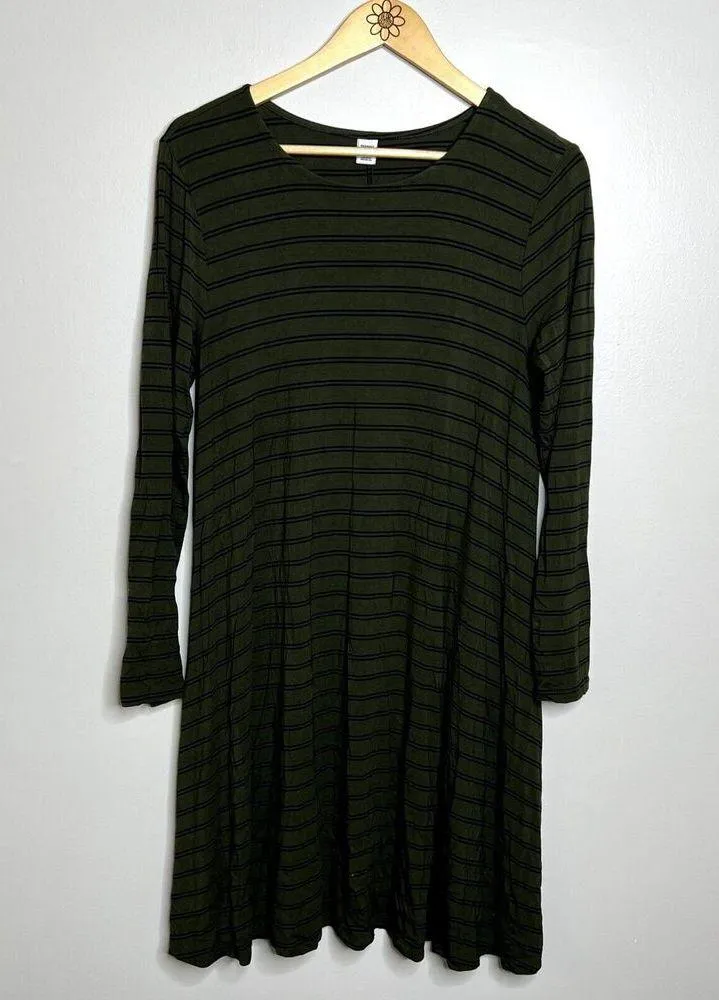 Old Navy Green Striped Long Sleeve Dress - Image 4