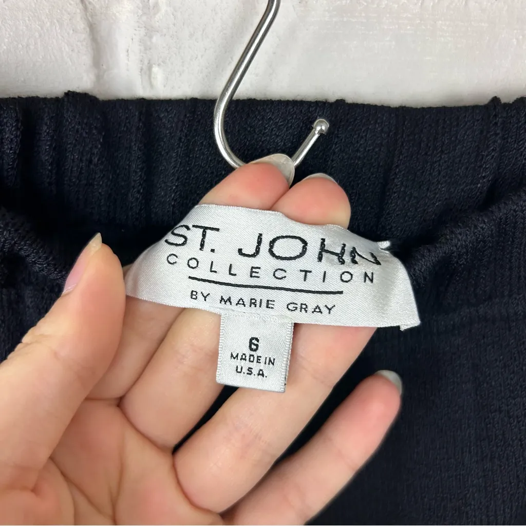 Vintage St. John Collection by Marie Gray Black Knit Skirt Size 6 - Image 4