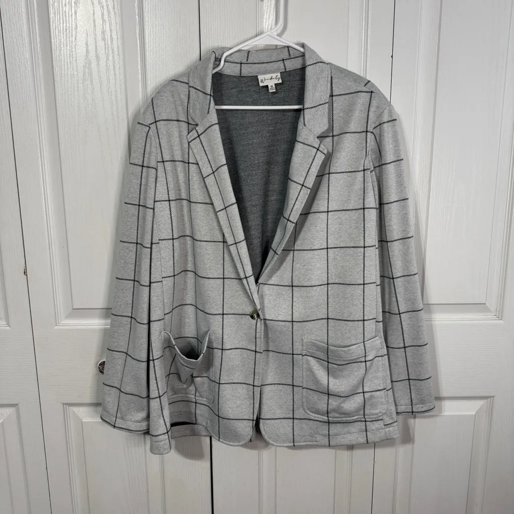Wonderly gray grid plaid blazer size 4XL - Image 2