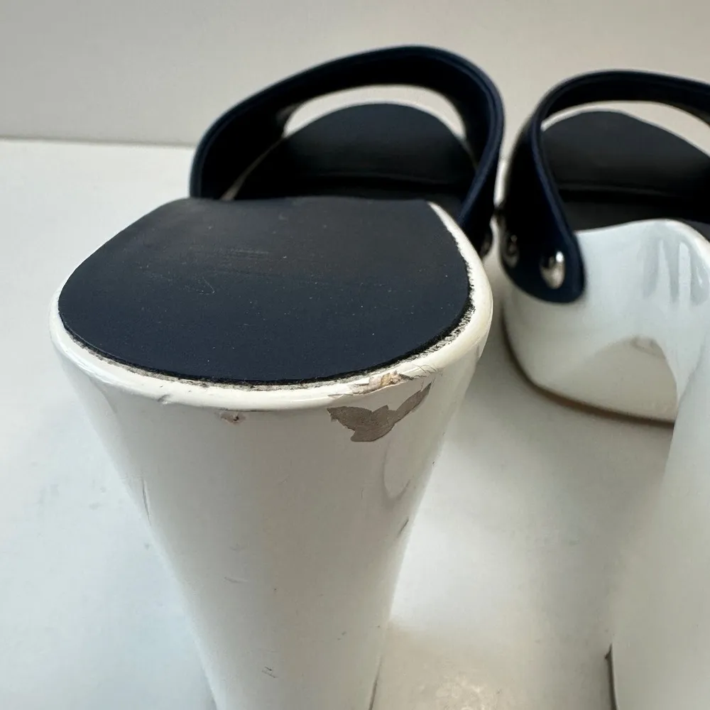 Giuseppe Zanotti Platform Clogs Studded Slide Sandals Heels Blue White Women 37 - Image 5