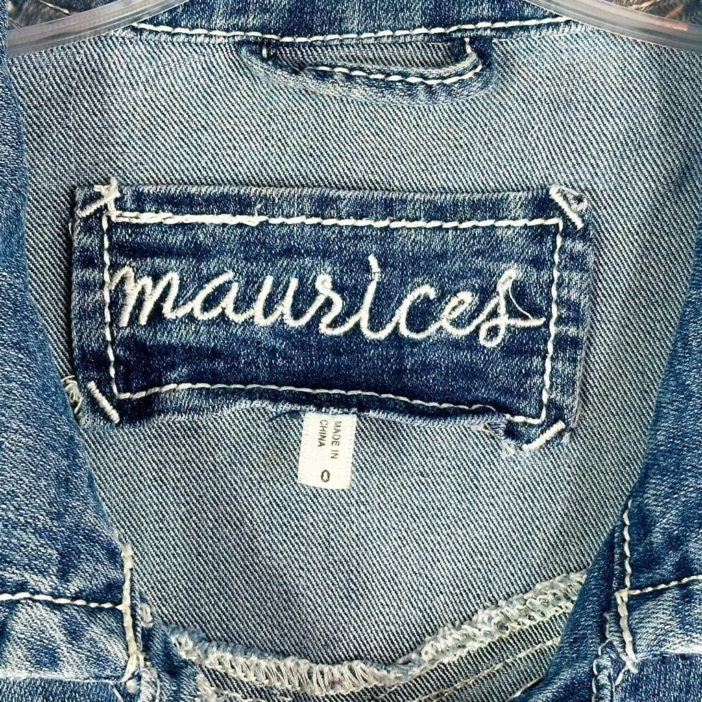 Taylor Swift Custom Jean Jacket Embroidered Red‎ Maurices Size 0 Eras Tour 1671 - Image 16