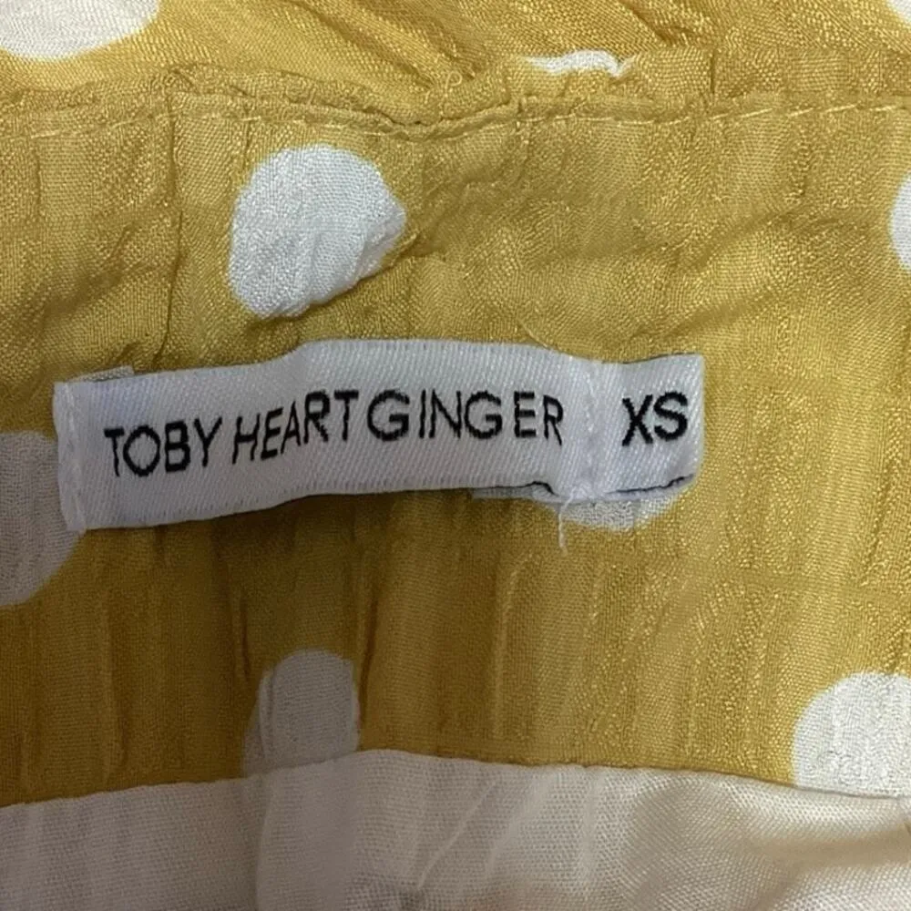 Lulus Toby Heart Ginger Selena Yellow Polka Dot Midi Fitted Pencil Skirt Size XS - Image 7