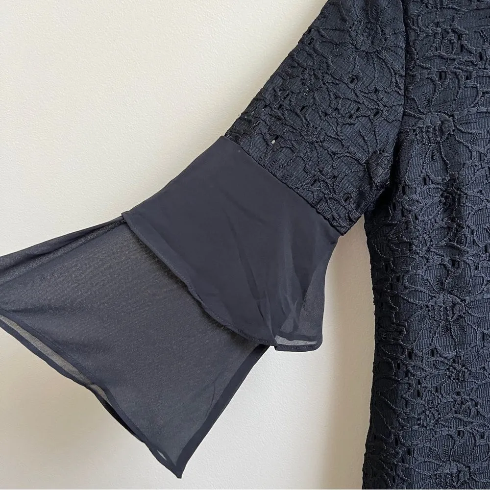 Chico’s black Lace Ruffle-Sleeve Dress Size 00 (XS-2) - Image 6