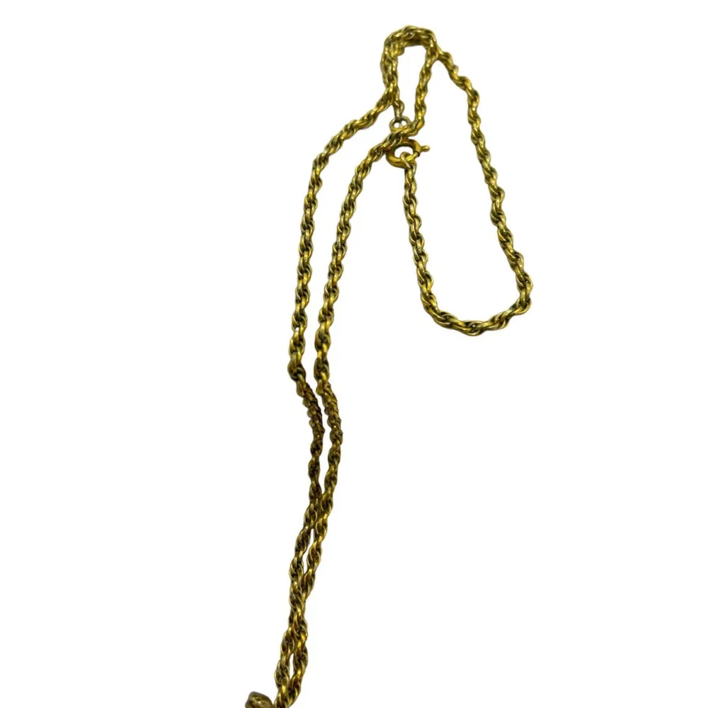 Vintage 1940s Gold Cross Enamel Fleur de Lis Enamel Crown Pendant Necklace - Image 9