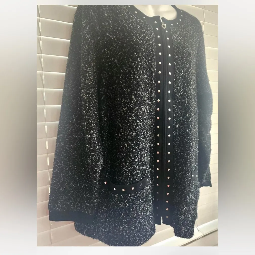Cathy Daniel’s full-zip cardigan sweater with pockets and Studded embellishments - Image 6