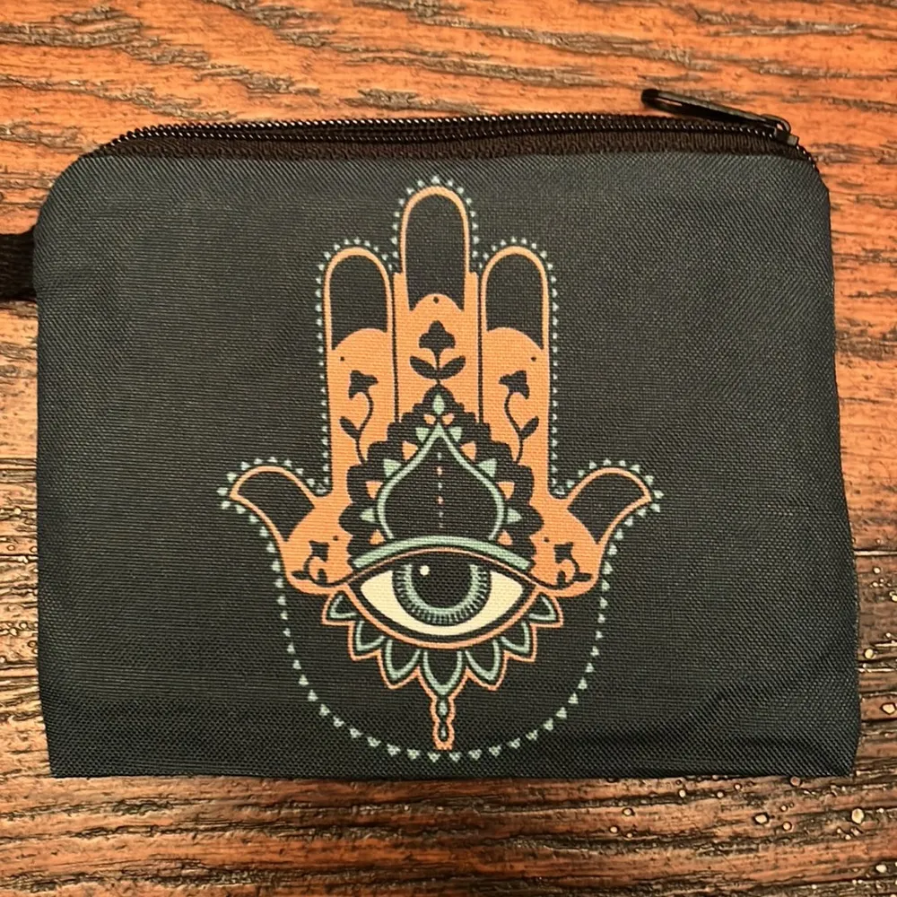 NEW Dark Green and Orange Palm Evil Eye Miniature Bag / Coin Purse - Image 2