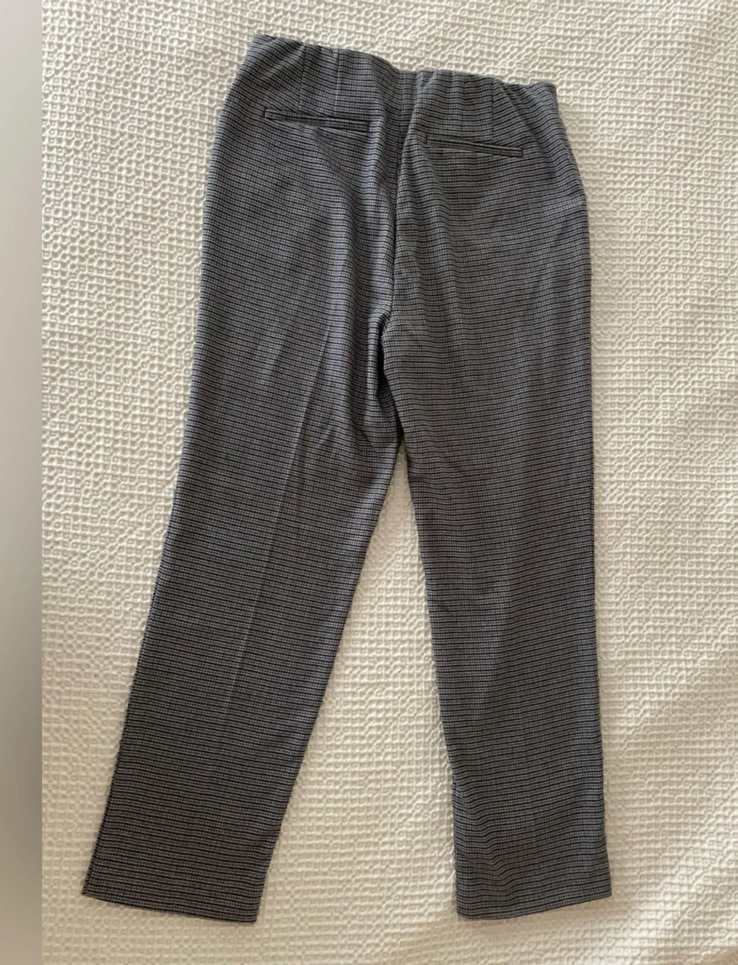 LOFT Multi Check Houndstooth Plaid High Waist Career Pants in Gray & Navy Size 6 - Image 4