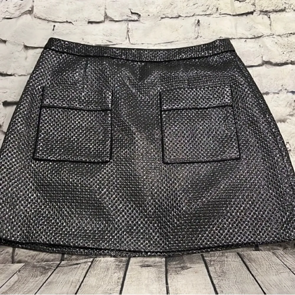 #316 PINK TARTAN Metallic Silver Mini Skirt Gray Size 12 - Image 2