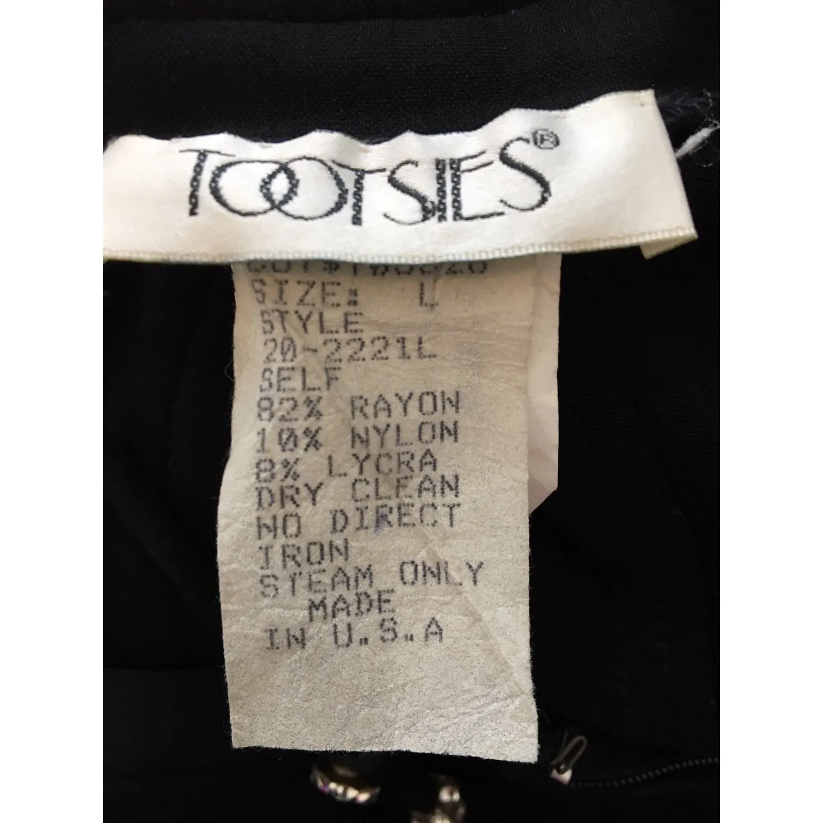 Vintage Tootsies Evening Dress L Black Rhinestone Formal High Slit Lace Up Back Size L - Image 10