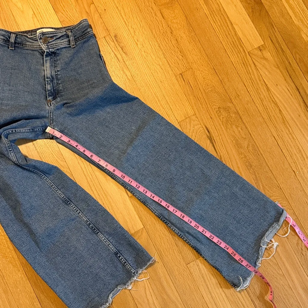 Zara Marine Straight Raw Hem Jeans Sz 0 - Image 4