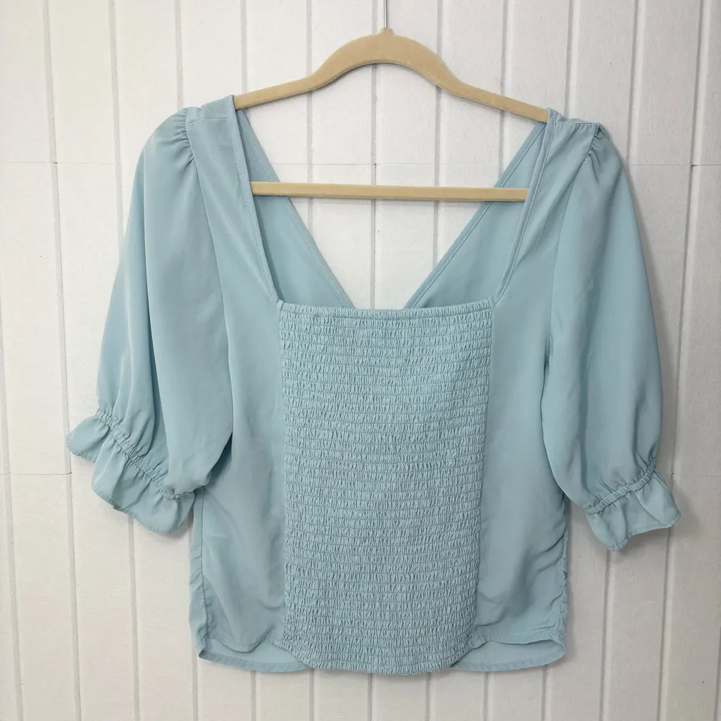 Abercrombie &‎ Fitch Cinch Front Crop Top Puff Sleeve  Size L - Image 8