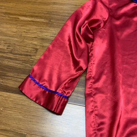 Vintage Victorias Secret Nightgown Shirt Womens‎ Large Red Purple Satin Button - Image 3