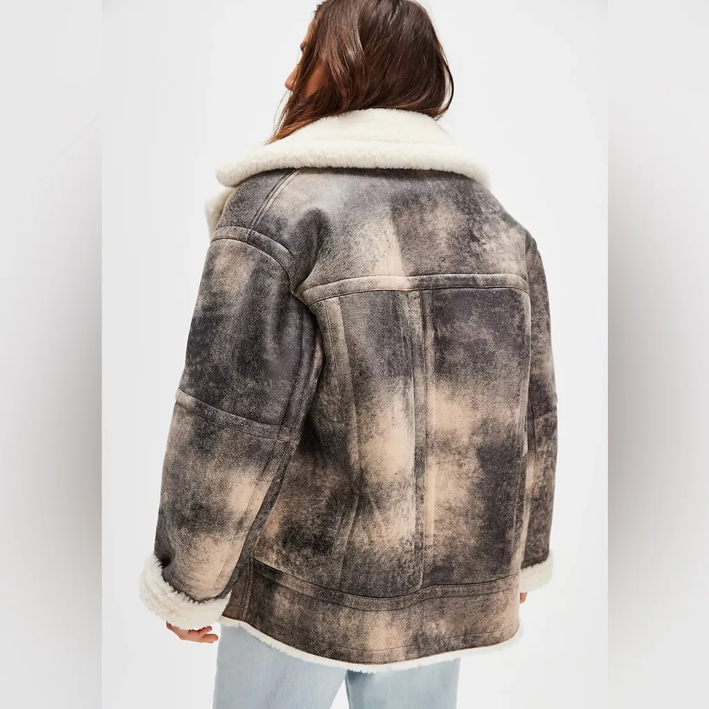 Stand Studio Louisa Shearling Jacket 36 Gray - Image 5