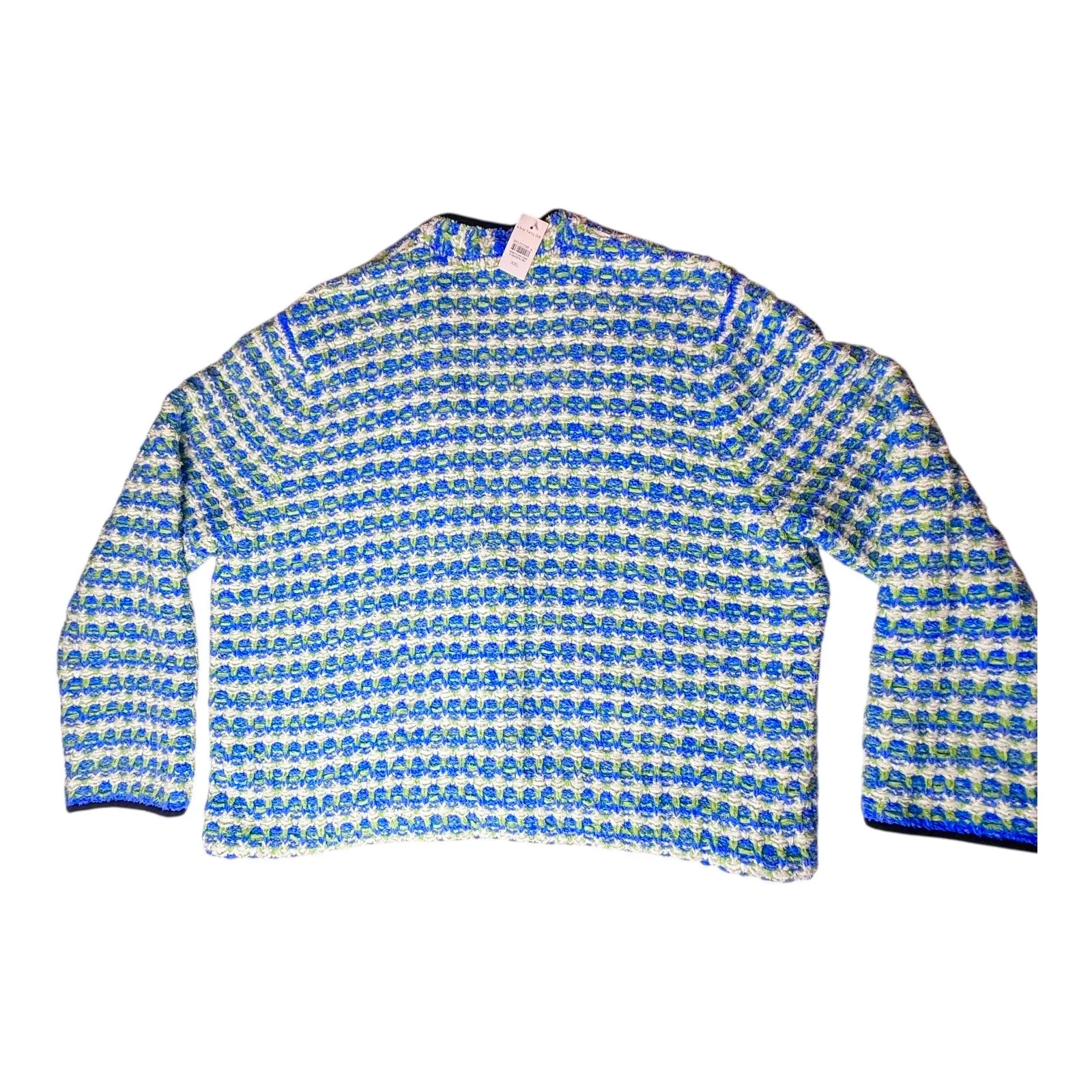 Ann Taylor Tweedy Sweater Jacket Women's XXL Button V Neck Soft Blazer Blue New - Image 3