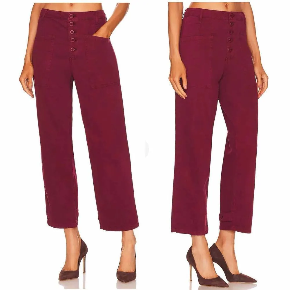 Pistola Tammy High Rise Trouser Exposed Buttons Pants Size 30 Merlot - Image 4